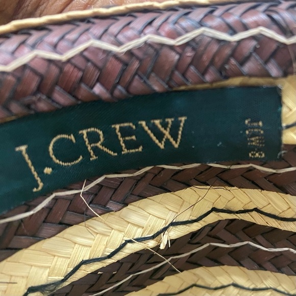 Vintage J Crew Cloche Black & Cream/Tan Stripe Straw Hat. Sz 8 main image 6